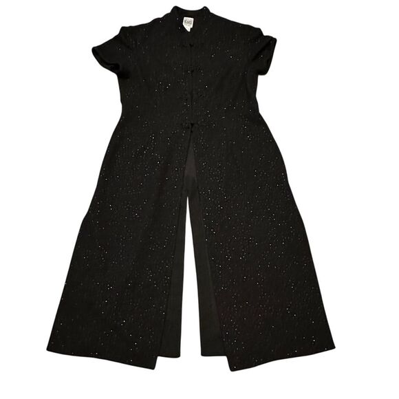 R&M Richards Jackets & Blazers - R&M Richards Vintage Black Beaded Long Kimono Jacket Plus Size 16